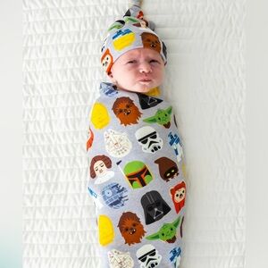 NWT Little sleepies Star Wars Swaddle & hat set